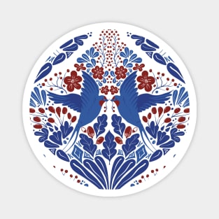 Swallow and flowers |Classic red blue white colors Magnet